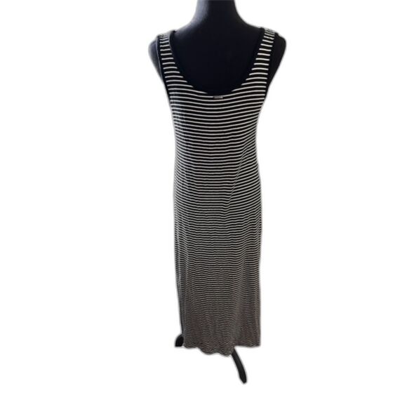 Calvin Klein Striped Patch Pocket Maxi Dress Black / White - Picture 4 of 6